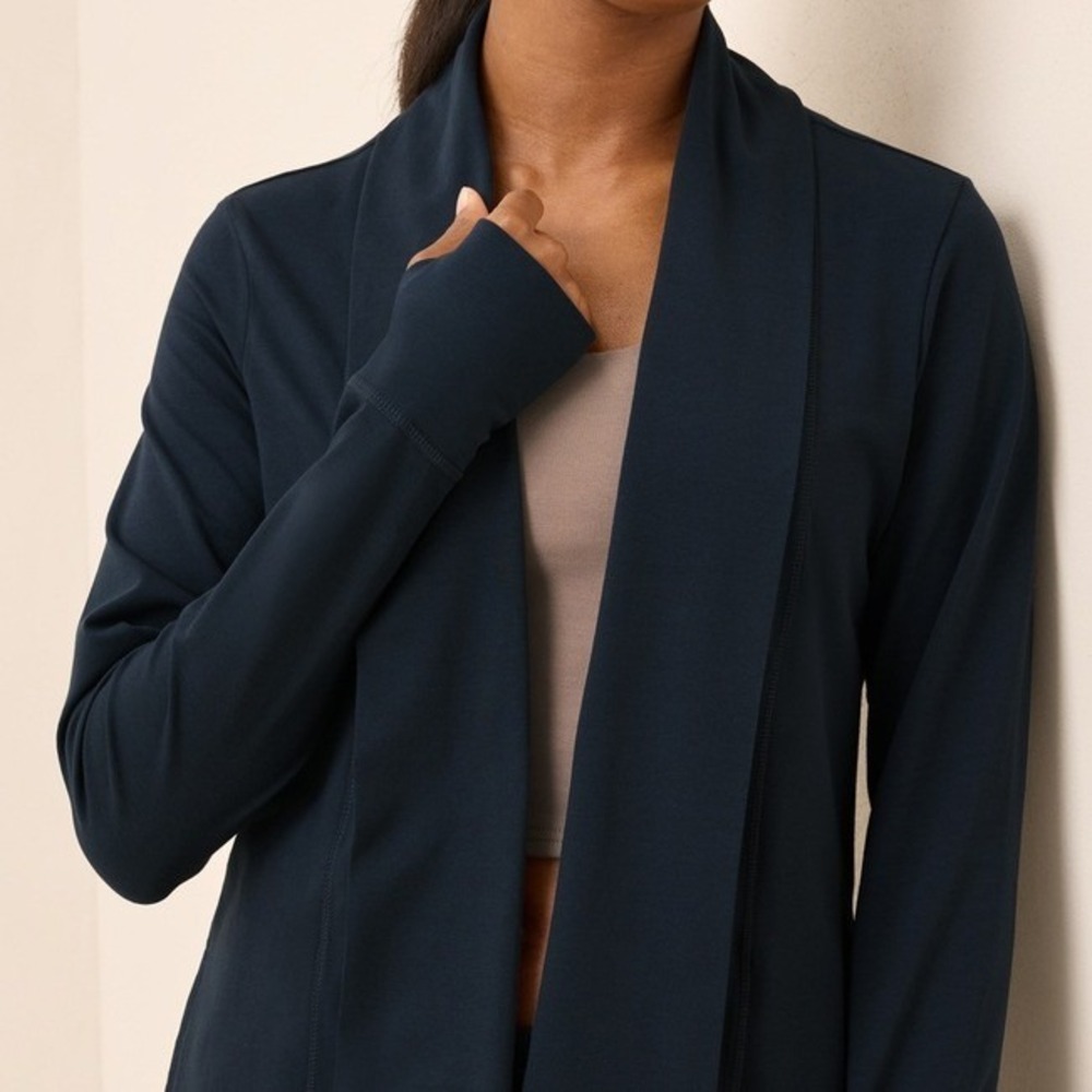 Pact Navy Organic Luxe Essential Swing Cardigan Open Size Medium - Picture 3 of 15